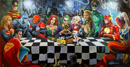 The Last Supper of the Joker by Maria Kireev (2021) : Painting Acrylic,  Spray Paint on Canvas - SINGULART